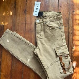 Tan Cargo Pants with Buckle Detail